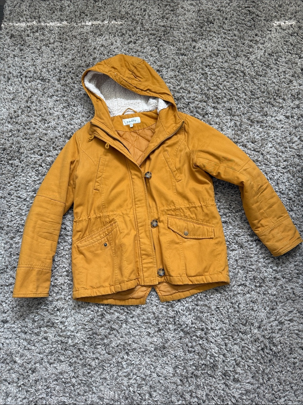 Hooded Winter Jacket - Mustard Yellow